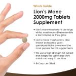 High Strength Lion's Mane Mushroom Tablets 2000mg