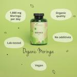 Organic Moringa Oleifera Capsules - 270 Vegan Tablets