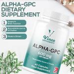 Vinco Alpha GPC 600mg Pure Choline Supplement