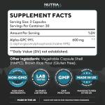 Alpha GPC 600mg Brain Support Supplement, 60 Capsules