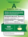 Vitamin A 10000 IU Softgels - Non-GMO, Gluten Free