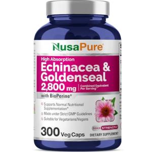 NusaPure Echinacea Goldenseal 2,800mg Veggie Caps