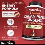 Nutrivein High Strength Korean Red Panax Ginseng 1600mg