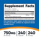 Nutricost Magnesium Oxide 750mg - 240 Capsules