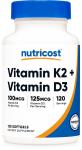 Nutricost K2 & D3 Softgels, 120 Count