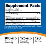 Nutricost K2 & D3 Softgels, 120 Count