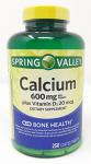 Spring Valley Vitamin D and Calcium Tablets 600mg