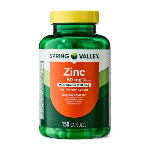 Spring Valley Zinc & Vitamin D Capsules, 150 Count