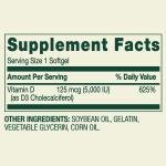 Spring Valley Vitamin D3 Softgels, 5,000 IU, 250 Count