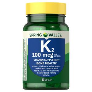 Spring Valley Vitamin K2 Soft Gel Capsules, 100 Mcg