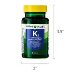 Spring Valley Vitamin K2 Soft Gel Capsules, 100 Mcg