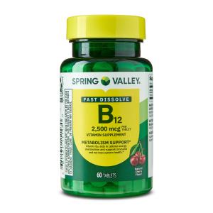 Spring Valley Cherry B12 Quick-Dissolve Tablets, 60 Count