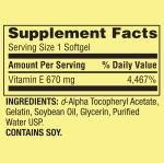 Spring Valley Extra Strength Vitamin E Softgels, 60 Count