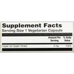 Solaray Copper Biocitrate Supplement 2mg, 60 Capsules