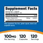Nutricost Vitamin B1 Thiamin 100mg, 120 Capsules