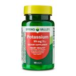 Spring Valley Potassium Caplets for Heart Health, 100 Count