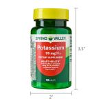 Spring Valley Potassium Caplets for Heart Health, 100 Count