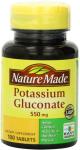 Nature Made Potassium Gluconate 550 mg Tablets, 200 ct