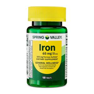 Spring Valley Iron Dietary Supplement Tablets, 100 Count