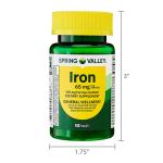 Spring Valley Iron Dietary Supplement Tablets, 100 Count