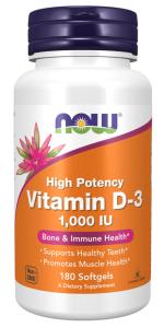 NOW Vitamin D-3 1,000 IU, High Potency Softgels