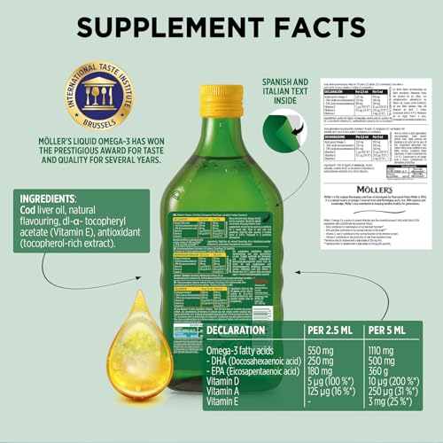 Moller's Omega-3 Cod Liver Oil, Lemon Flavor