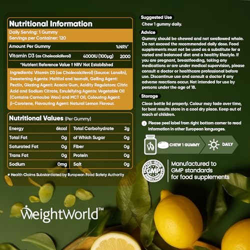 Vitamin D3 4000 IU - 120 Sugar-Free Gummies