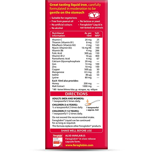 Feroglobin Gentle Iron Liquid for Energy Boost, 500 ml