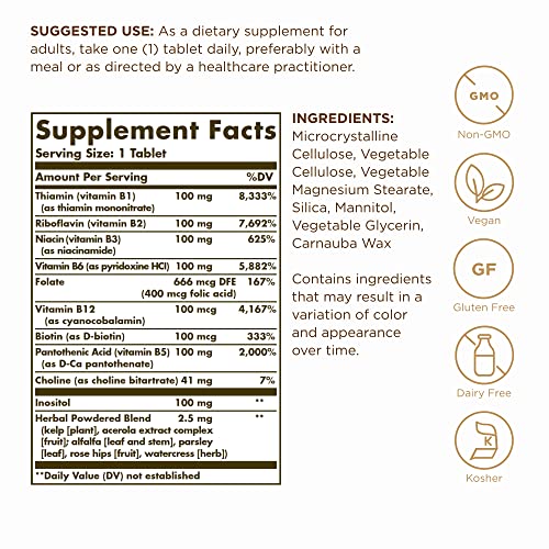 Solgar B-Complex 100 Tablets for Energy & Health