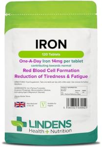 Lindens Iron 14mg Vegan Tablets for Energy Boost