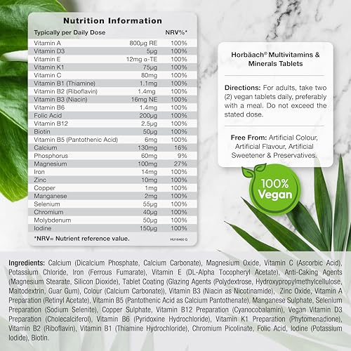 Vegan Multivitamin Tablets for Men and Women