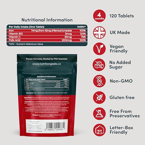 High Strength Iron Tablets with Vitamin C & B12