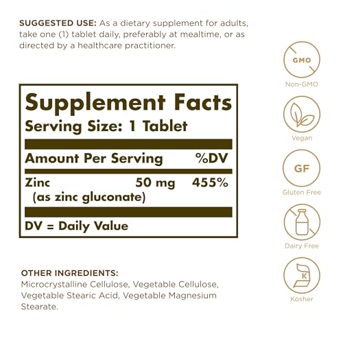 Solgar Zinc 50mg - 100 Tablets