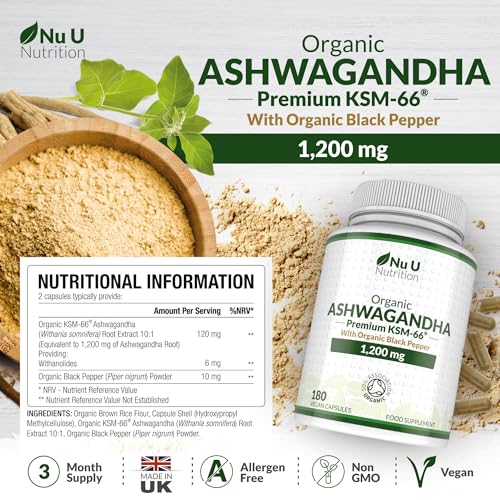 Organic Ashwagandha KSM-66® 1200mg Vegan Capsules