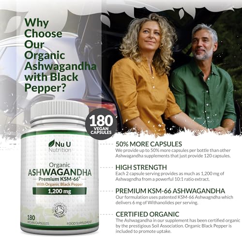Organic Ashwagandha KSM-66® 1200mg Vegan Capsules
