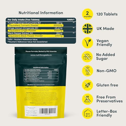 Turmeric Tablets 2000 mg with Black Pepper & Ginger