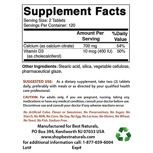 Calcium Citrate with Vitamin D3 - 240 Tablets