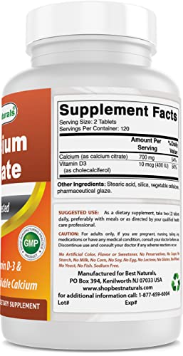 Calcium Citrate with Vitamin D3 - 240 Tablets