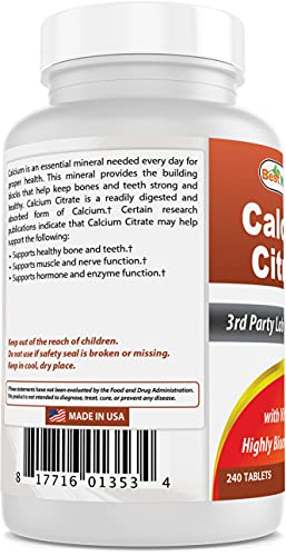 Calcium Citrate with Vitamin D3 - 240 Tablets
