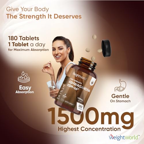 High-Potency Ashwagandha 1500mg - 180 Vegan Tablets