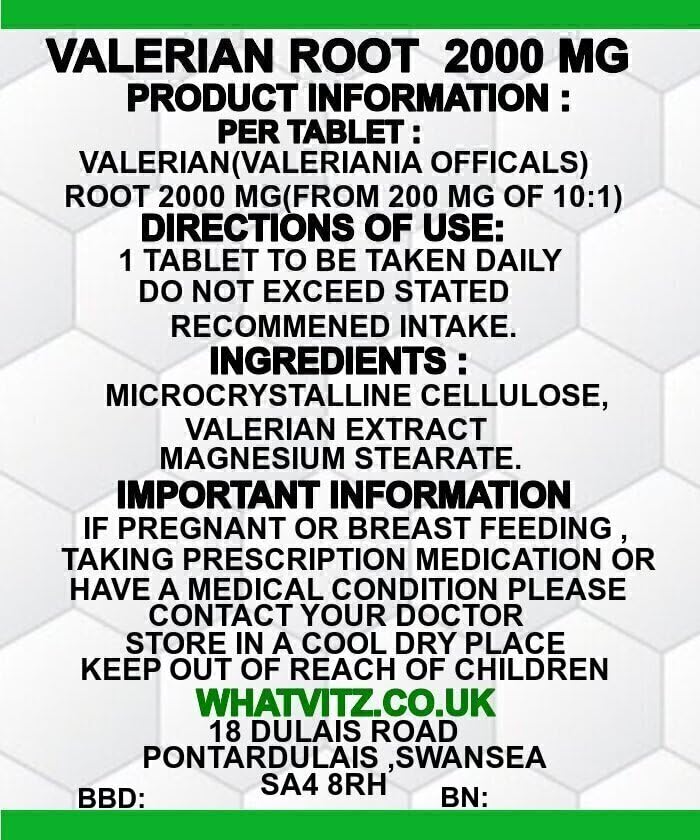 WHATVITZ High Strength Valerian Root Tablets 365