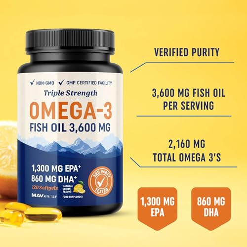 Triple Strength Omega 3 Fish Oil Softgels 120 Ct