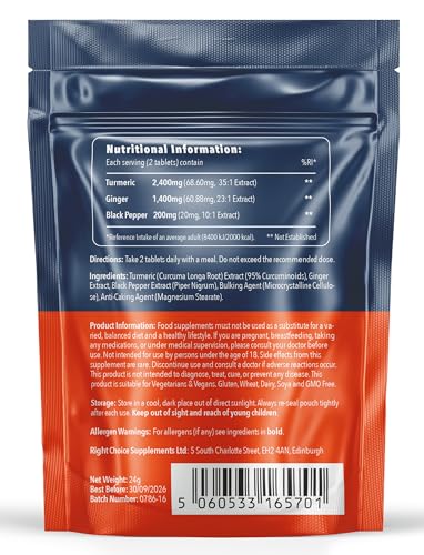 High Strength Turmeric Tablets with Black Pepper & Ginger