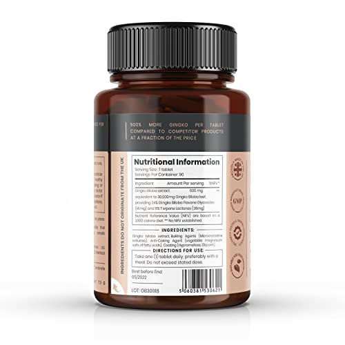 Ginkgo Biloba 30,000 mg – 90 Tablets