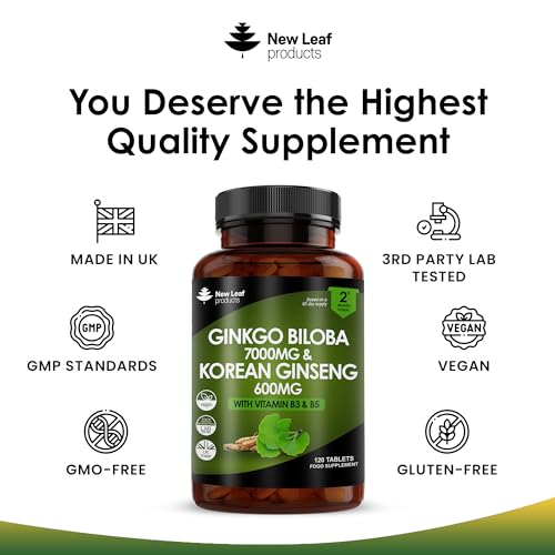 Ginkgo Biloba & Korean Ginseng Tablets - 120 Vegan
