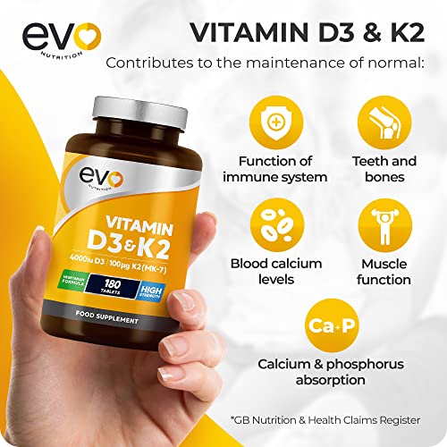 Vitamin D3 4000iu & K2 100ug - 180 Tablets