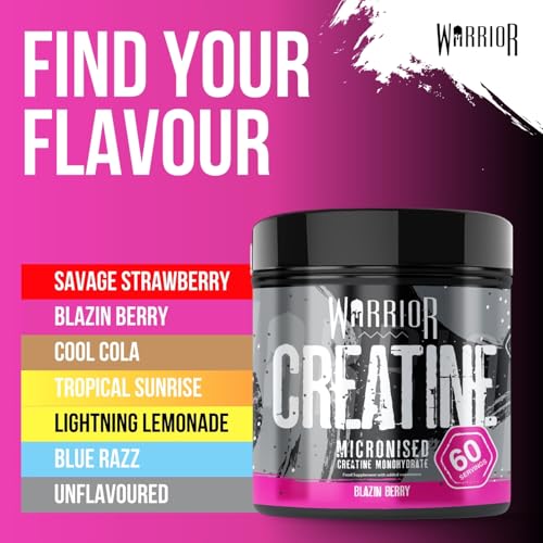 Warrior Creatine Monohydrate Powder, Blazin Berry, 300g