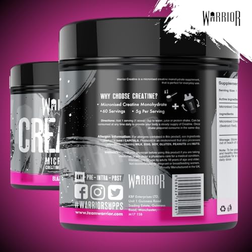 Warrior Creatine Monohydrate Powder, Blazin Berry, 300g