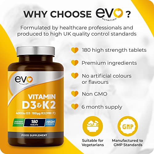 Vitamin D3 4000iu & K2 100ug - 180 Tablets