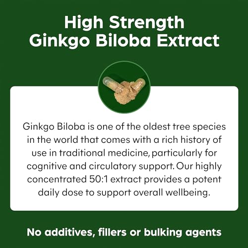 High Strength Ginkgo Biloba 6000mg - 60 Vegan Capsules
